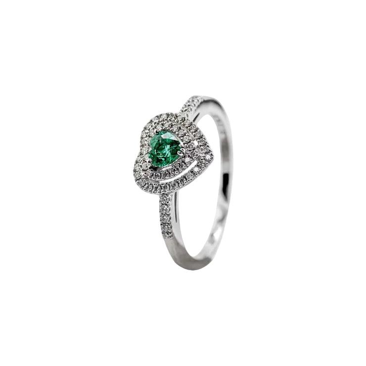 Mirco Visconti Ring with Heart-Cut Emerald and Diamonds