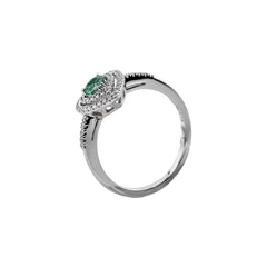 Mirco Visconti Ring with Heart-Cut Emerald and Diamonds