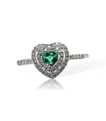 Mirco Visconti Ring with Heart-Cut Emerald and Diamonds