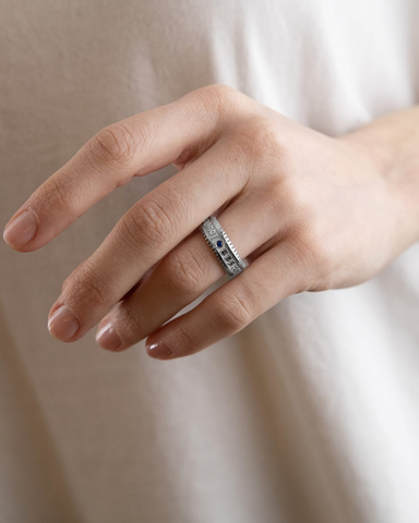 Anello Nove25 Fascia La Fortuna Con Spinello Blu Argento