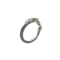 Anillo Nove25 con banda de serpiente y ojos de circonita cúbica verde