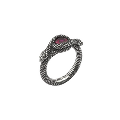 Nove25 Solitaire Snake Ring with Red Corundum