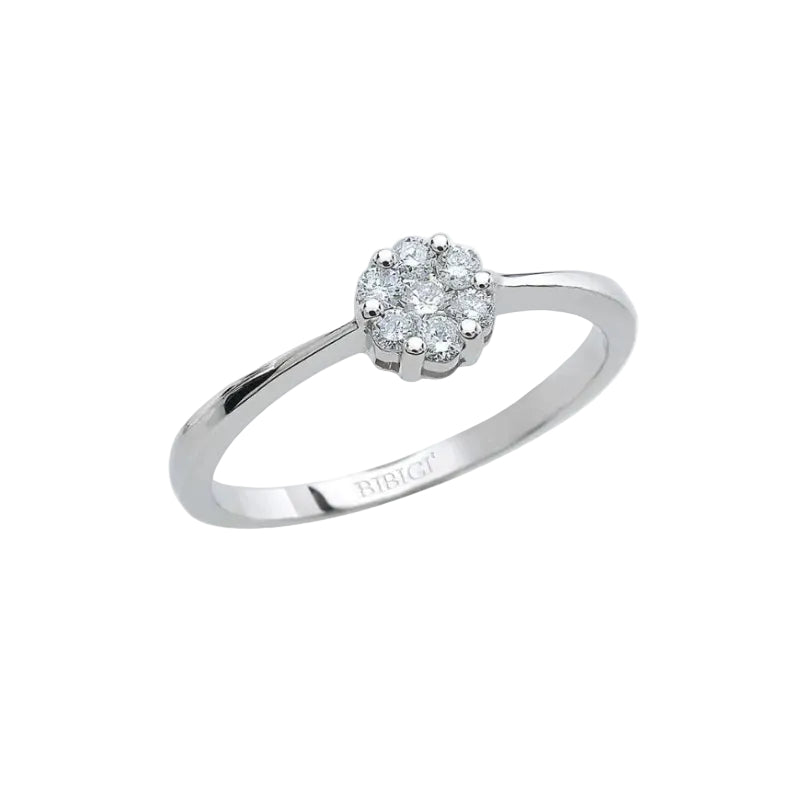Anillo Bibigì Rosette de oro blanco con diamantes de 0,08 ct