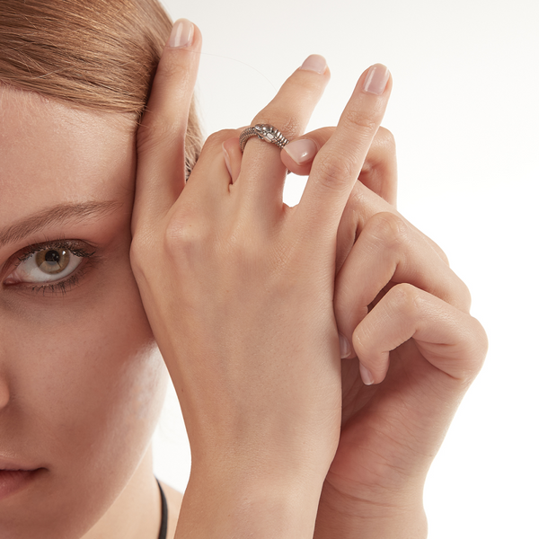 Nove25 Silver Uroboro Snake Ring