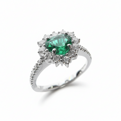 Anillo de corazón de Giorgio Visconti con esmeralda y diamantes