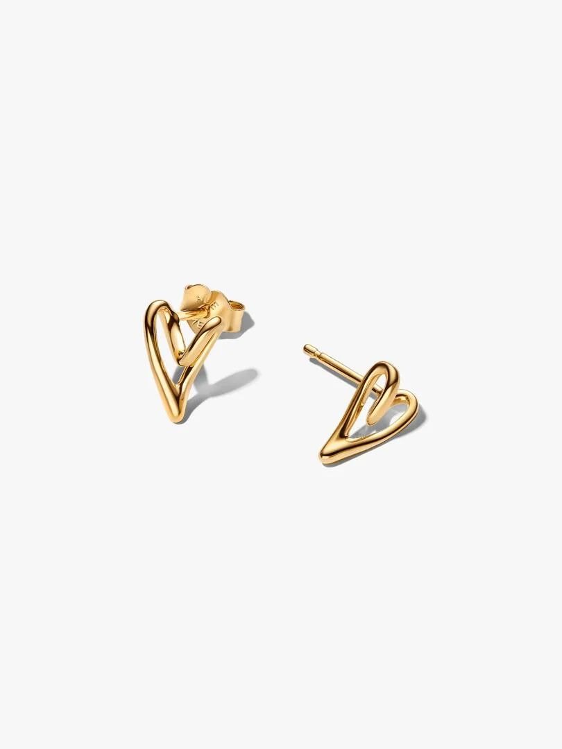 Pandora Heart Earrings Sinuous Line 14KT Gold Plated