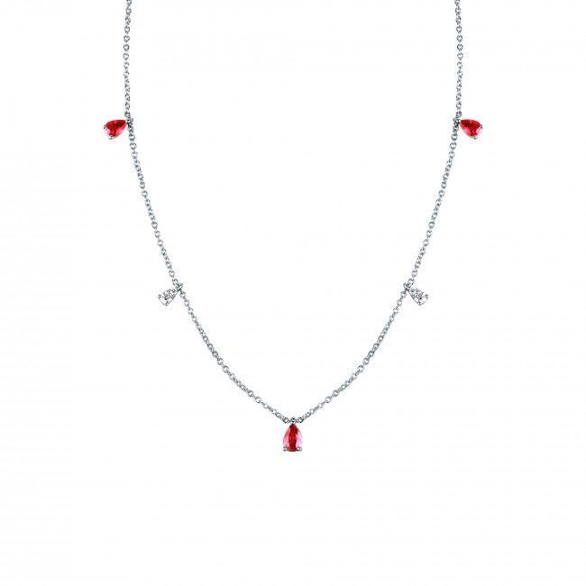 Collar Mirco Visconti de oro blanco con colgantes de rubíes de talla gota y diamantes de talla brillante