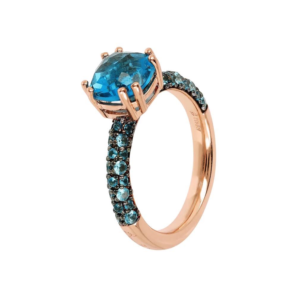 Brozallure Solitaire Ring with Blue Crystal