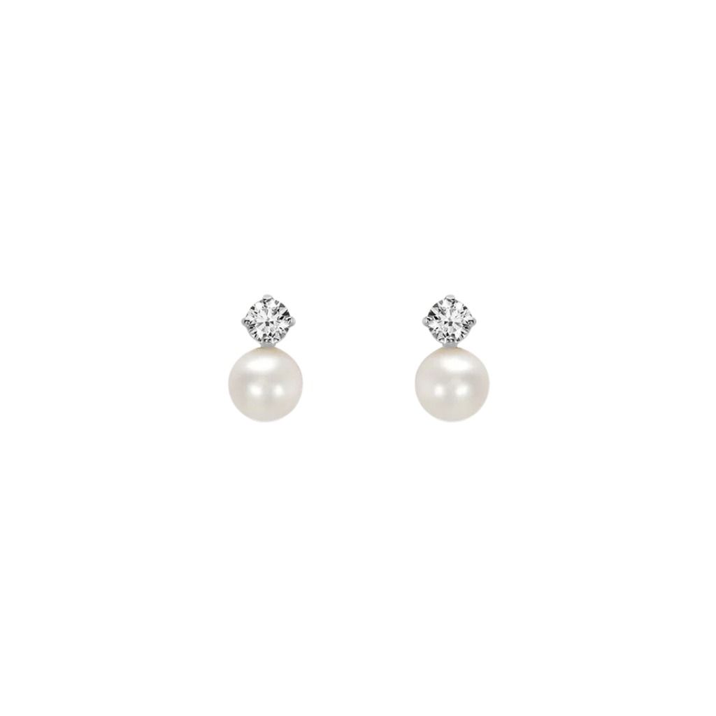 Orecchini Stroili Lobo Bon Ton Oro Bianco 9 KT Perla D'Acqua Dolce 4/4,5 mm 1426717