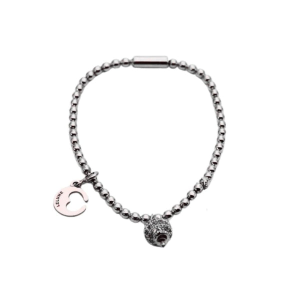 Lelune Bracelet in Silver with Pavé Sphere