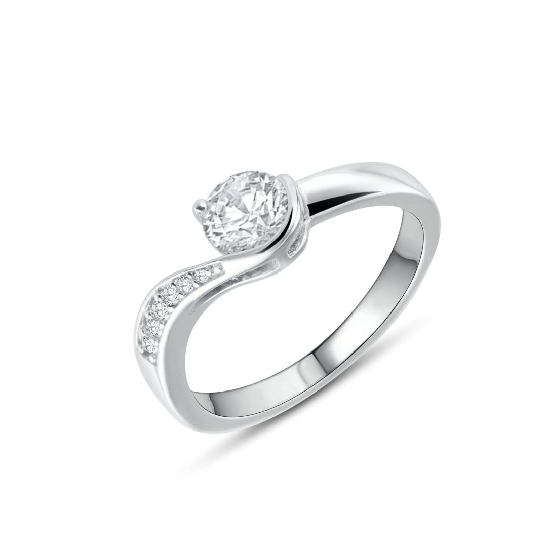ANELLO SOLITARIO VIRGOLA ARGENTO 925 -