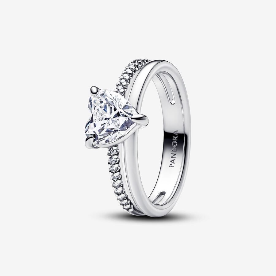 Pandora Double Band Ring with Heart