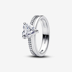 Pandora Double Band Ring with Heart