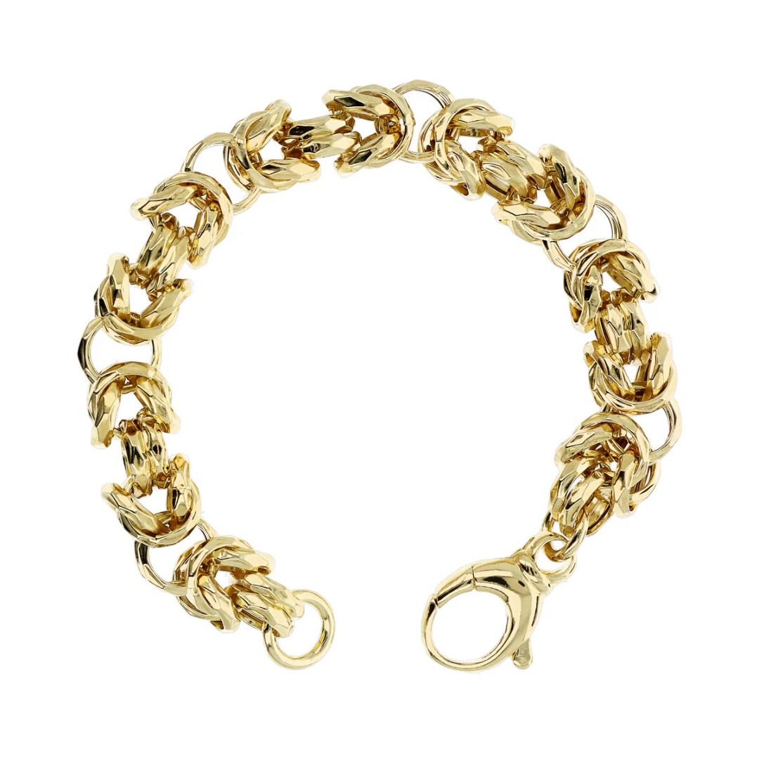 Pulsera etrusca maxi martillada con cadena bizantina