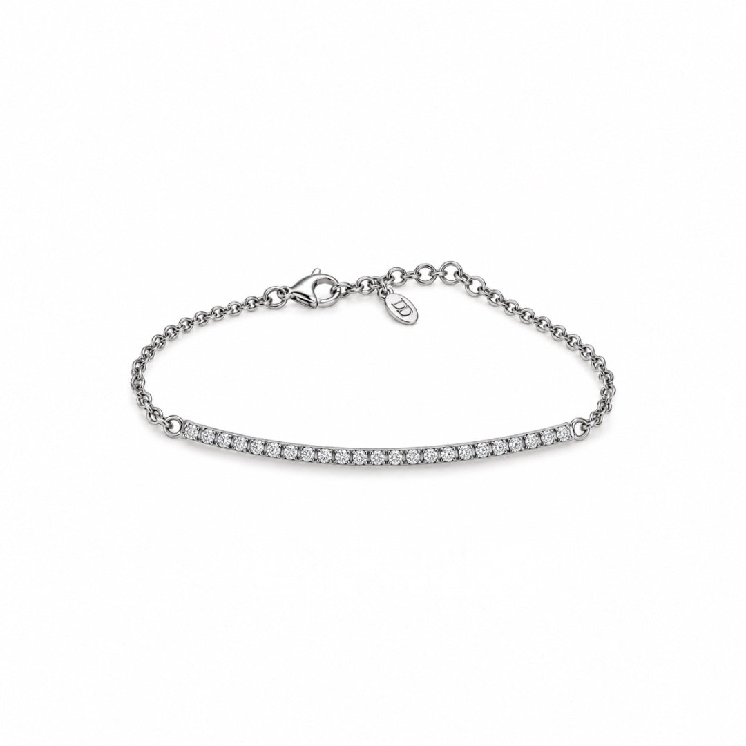Bracciale Tennis Davite&Delucchi in Oro Bianco 18 KT con Diamanti Bianchi Naturali e Catena BR002352