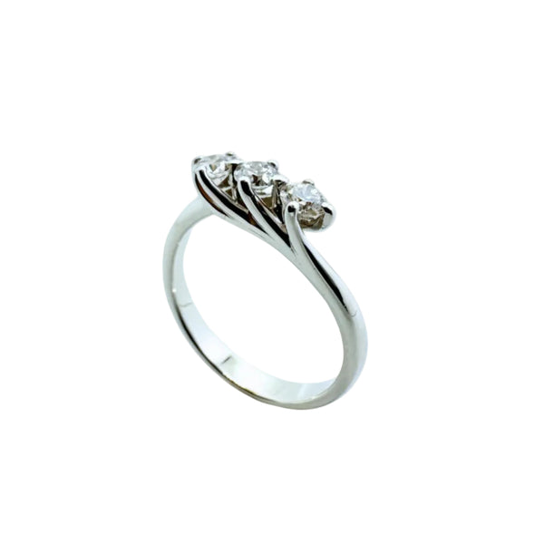 Anello Trilogy Iannelli Hand Made in Oro Bianco 18 KT con Diamanti Certificati HRD ct. 051 FLT17PBROB