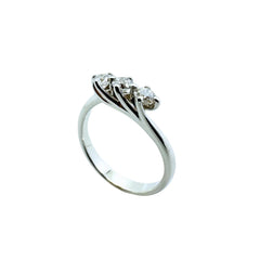 Iannelli Hand Made Trilogy Ring in 18KT White Gold with HRD Certified Diamonds, 0.51 ct.