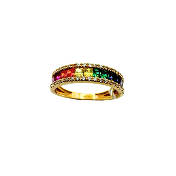 Veretta in oro giallo 18 KT con Zirconi Rainbow Multicolore AN039