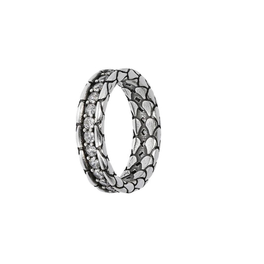 Anello Albert M. Fedina Texture Sirena Con Riviera Di Zirconi Bianchi