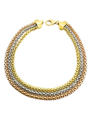 Bracciale 3 Ori in Oro 18 KT con Unica Chiusura in Diverse Grandezze