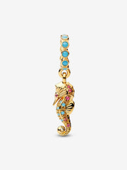 Charm colgante de caballito de mar Pandora chapado en oro de 14 k