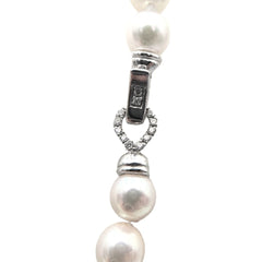 Necklace with 6.5 mm Akoya Pearls and White Gold and Diamond Clasp