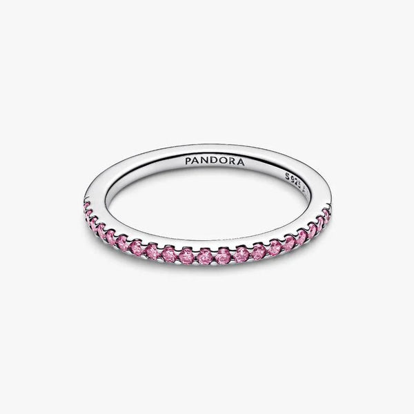 Anello Pandora Pavé Fascia Sottile Rosa 192999C02