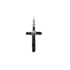 Colgante de cruz Zancan en oro blanco de 18 kt y diamantes negros