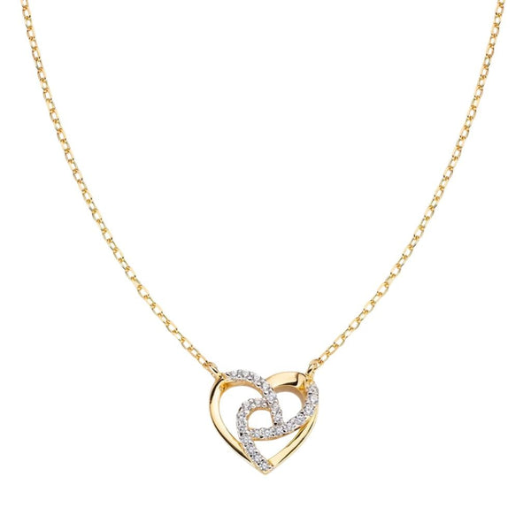 Collana Amen "Cuore" In Argento Dorato con Zirconi CLHHGBZ