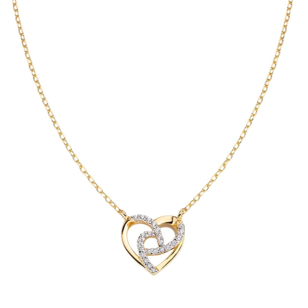 Collana Amen "Cuore" In Argento Dorato con Zirconi CLHHGBZ