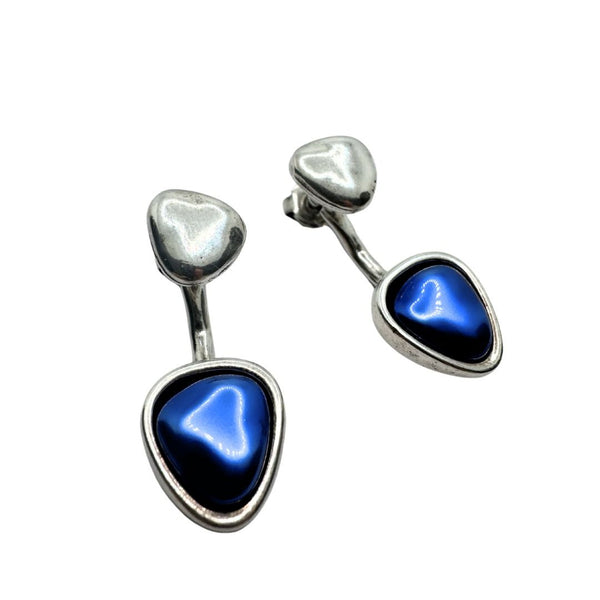 Pendientes Ciclon Plata con Murano Azul