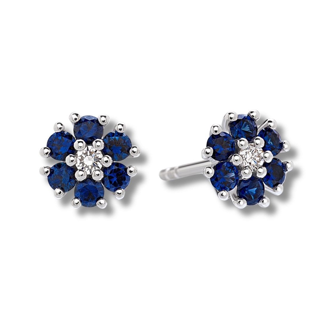Giorgio Visconti White Gold Earrings with Sapphires and Diamonds