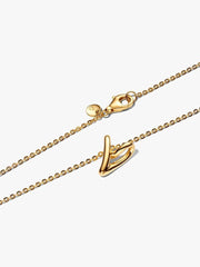 Collar Pandora de corazón pequeño con línea sinuosa, chapado en oro de 14 quilates