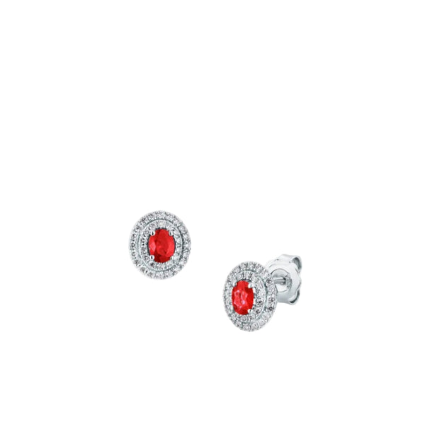 Orecchini Mirco Visconti con Rubini e Doppio Contorno di Diamanti AB779/R