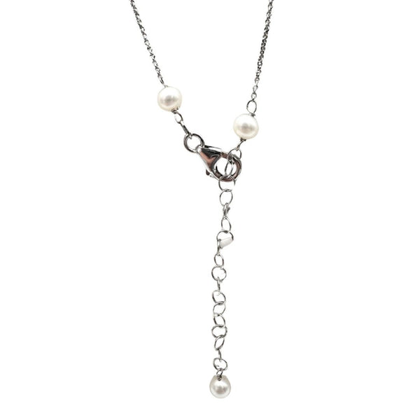 Collana in Oro Bianco e Brillanti con Perle Edison 12 mm CLGINEVRA02B