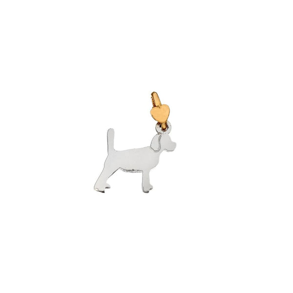 Charm Beagle de Dodo Mariani en plata y oro amarillo de 9 quilates