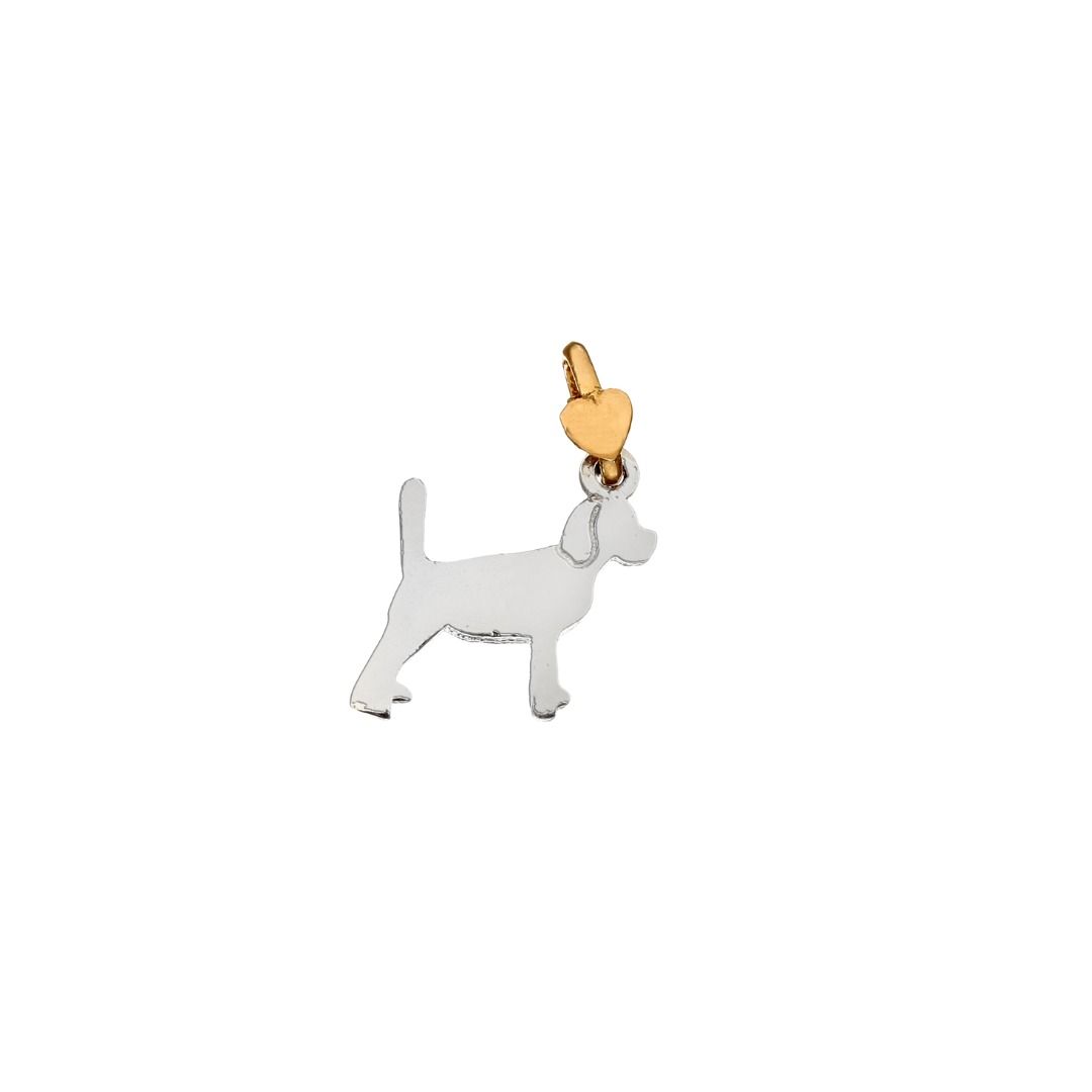 Dodo Mariani Beagle Charm in Silver and 9K Yellow Gold