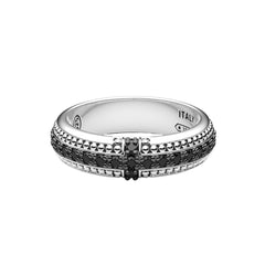 Anello Zancan In Argento Con Pietre Nere EXA163