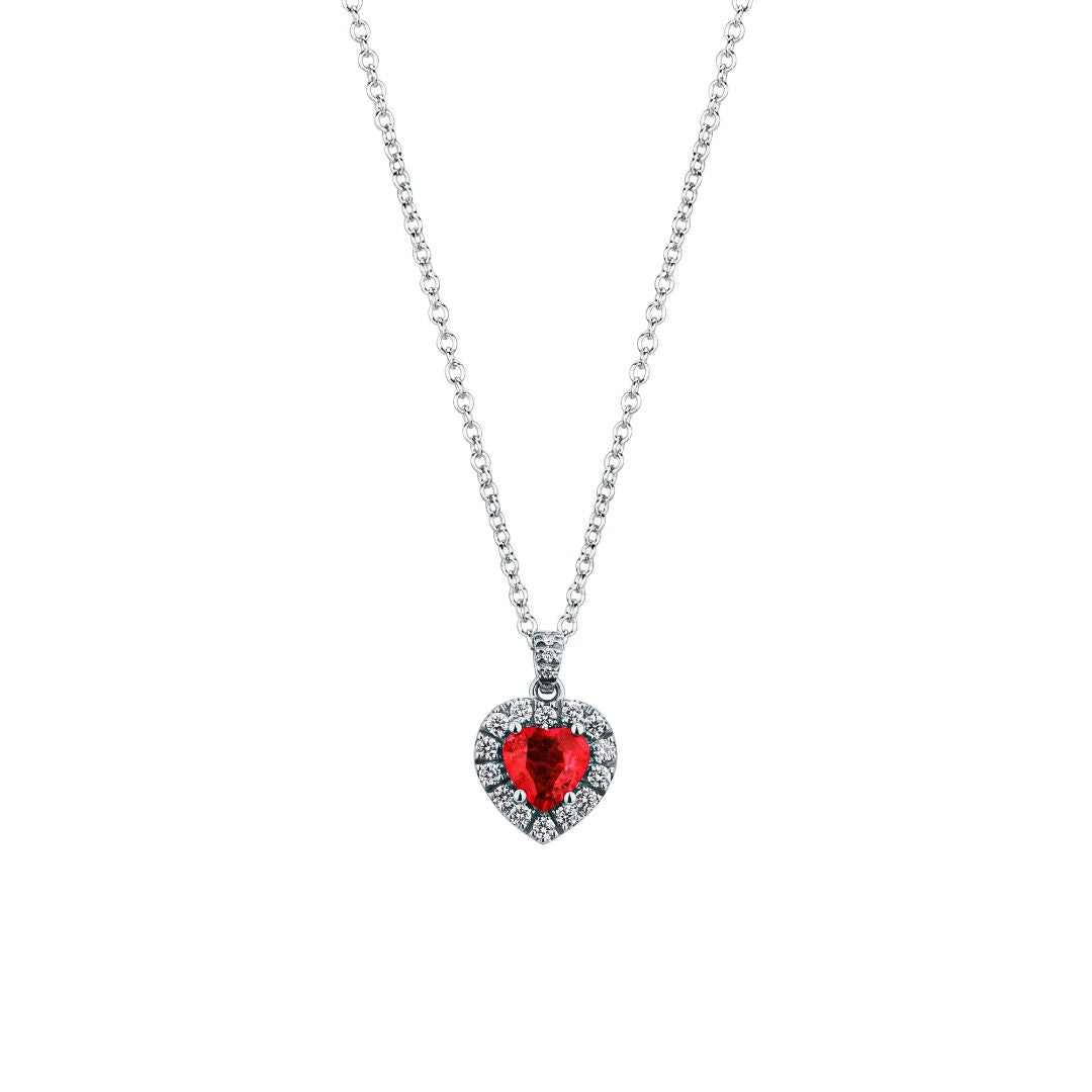 Collana Cuore Mirco Visconti con Rubino Taglio Cuore e Diamanti MV124TF/10R
