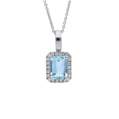 Collana Iannelli Hand Made con pendente con Acquamarina Taglio Ottagonale e Diamanti art205115