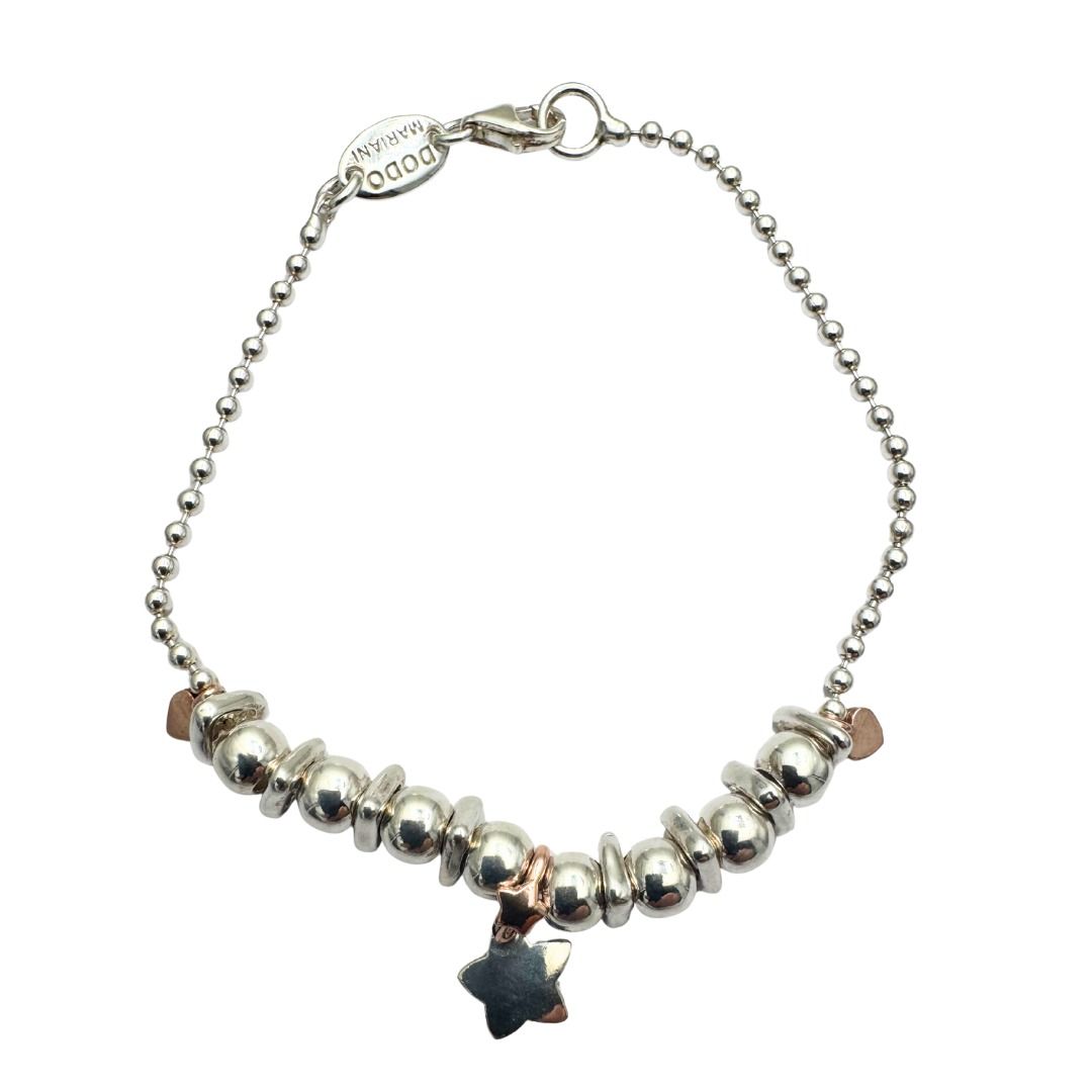 Bracciale Dodo Mariani Con Stella In Argento E Cuoricini In Oro Rosa 9 Kt BR183STELLA