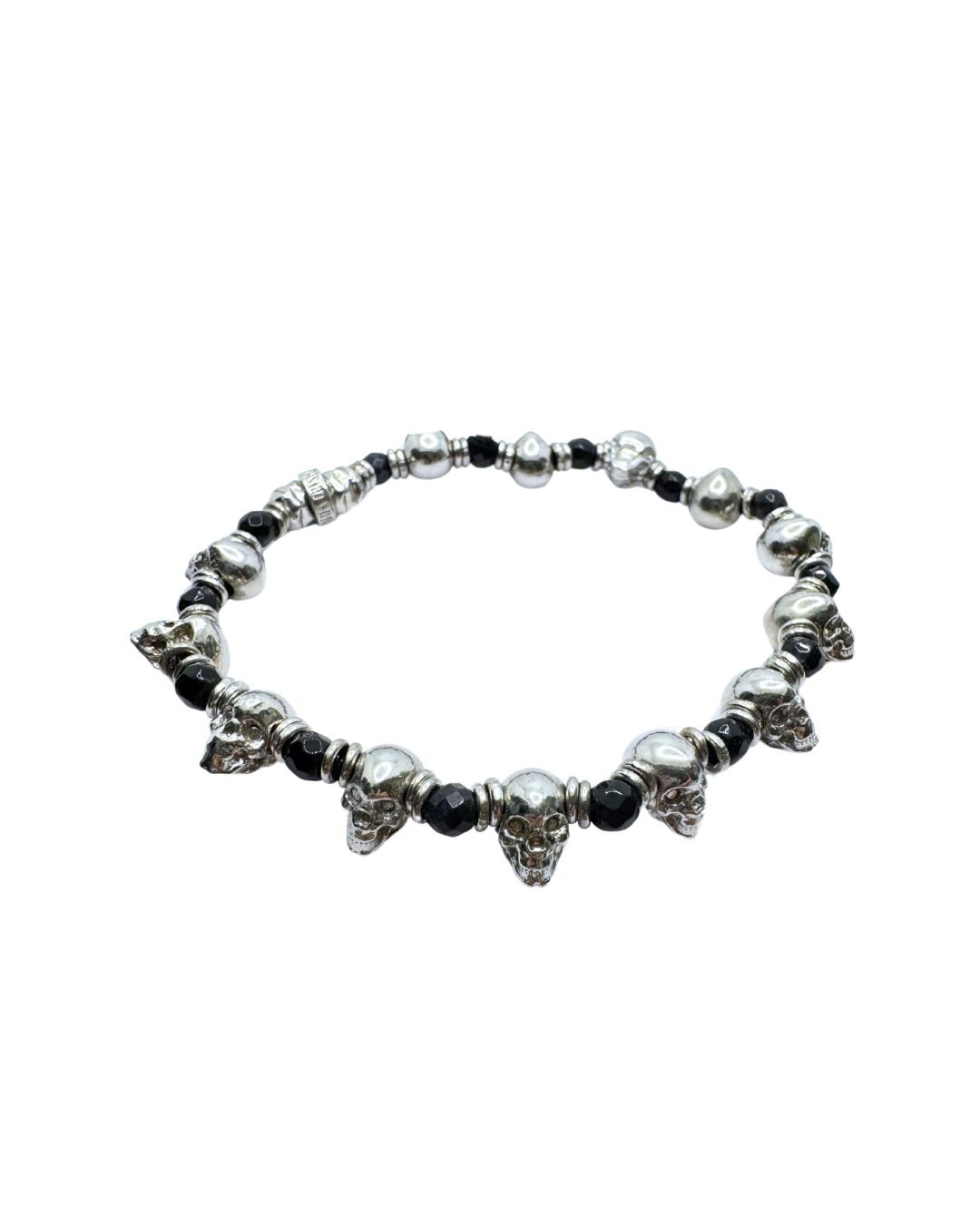 Maria Cristina Sterling Bracelet with Black Spinel and Skulls