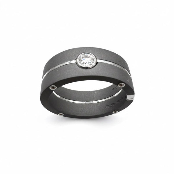Anello Giorgio Visconti da Uomo in Titanio Oro e Diamante -
