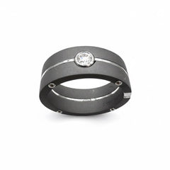 Anello Giorgio Visconti da Uomo in Titanio Oro e Diamante -