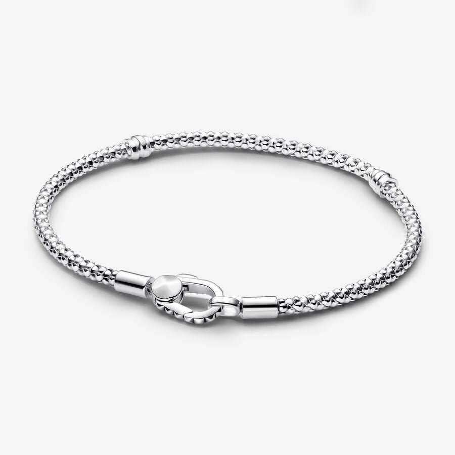 Pulsera Pandora de eslabones geométricos con cierre de mosquetón