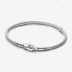 Pulsera Pandora de eslabones geométricos con cierre de mosquetón