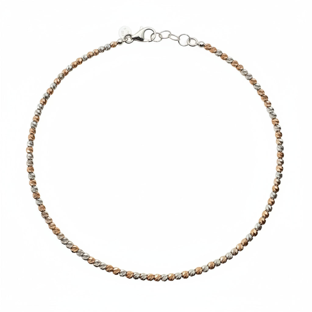 18KT White and Rose Gold Bracelet with Diamond Spheres
