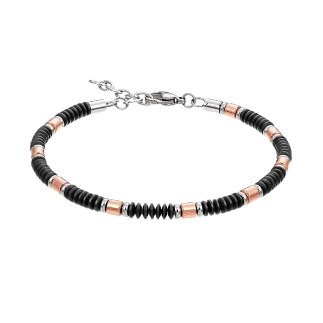 Zancan Men's Bracelet in 316L Steel with Grey and Rose Inserts