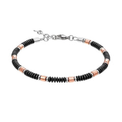 Zancan Men's Bracelet in 316L Steel with Grey and Rose Inserts