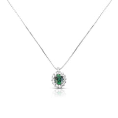 Collana Bibigì Con Smeraldo Centrale E Contorno Di Diamanti CK0015BS